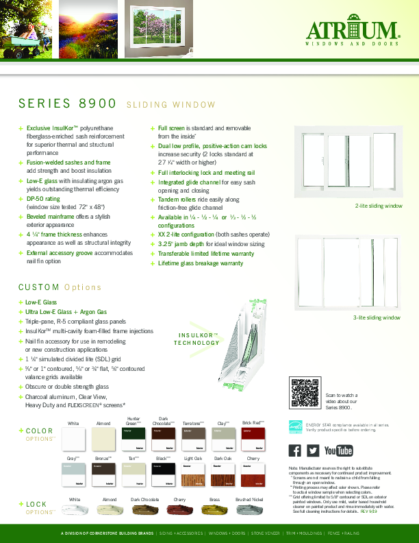 Atrium Series 8900 Slider