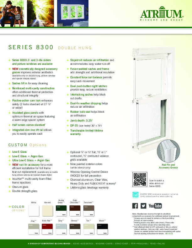 Atrium Series 8300 Feature Sheet