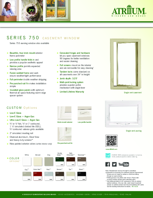 Atrium Series 750 Feature Sheet