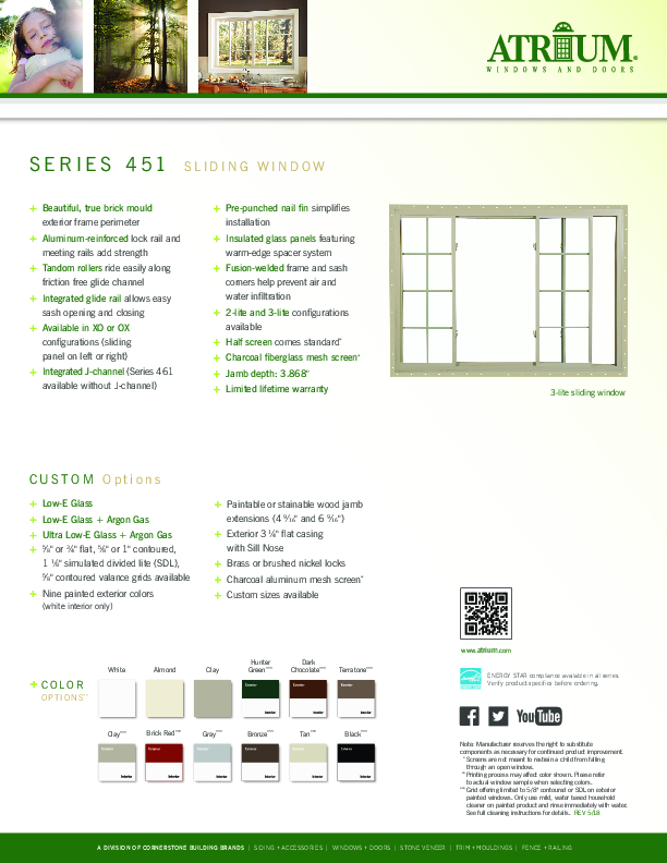 Atrium Series 451 Feature Sheet