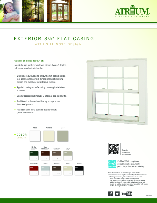 Atrium Series 450 Flat Casing Feature Sheet