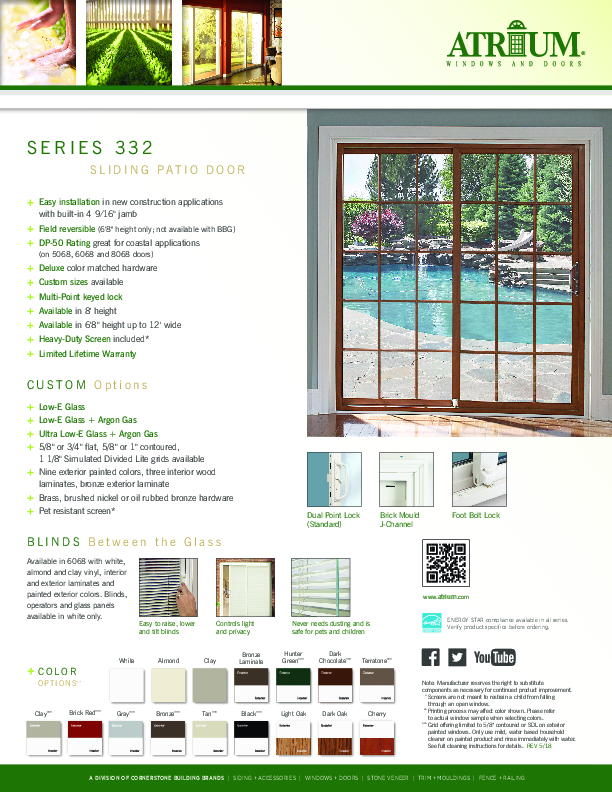 Atrium Series 332 Feature Sheet