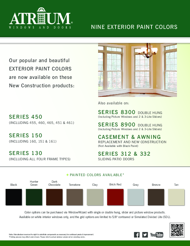 Atrium Exterior Paint Colors Feature Sheet