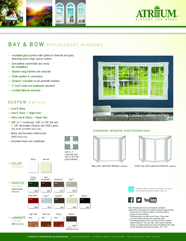 Atrium Bay and Bow Feature Sheet