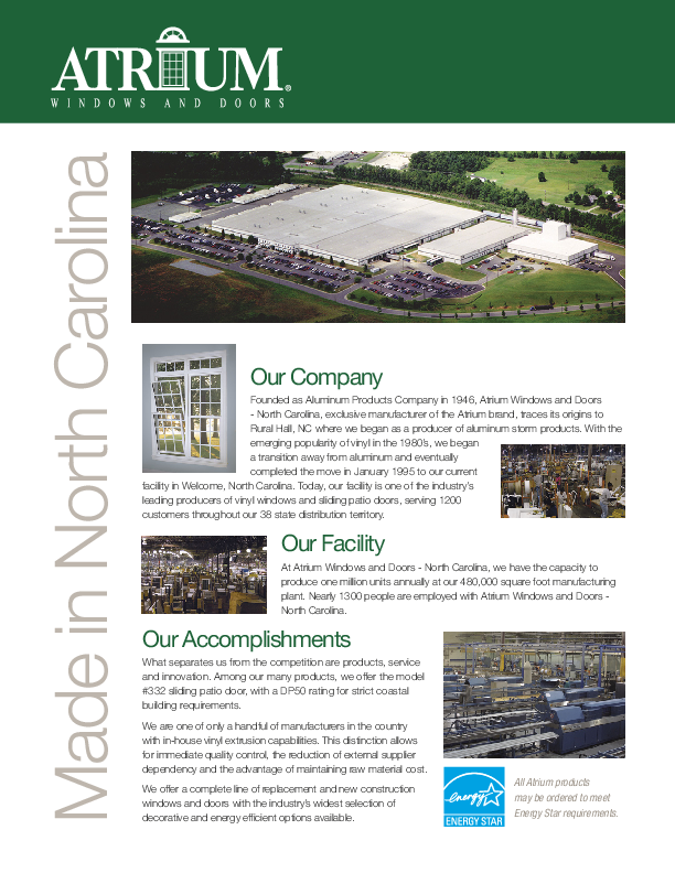 Atrium Made in North Carolina