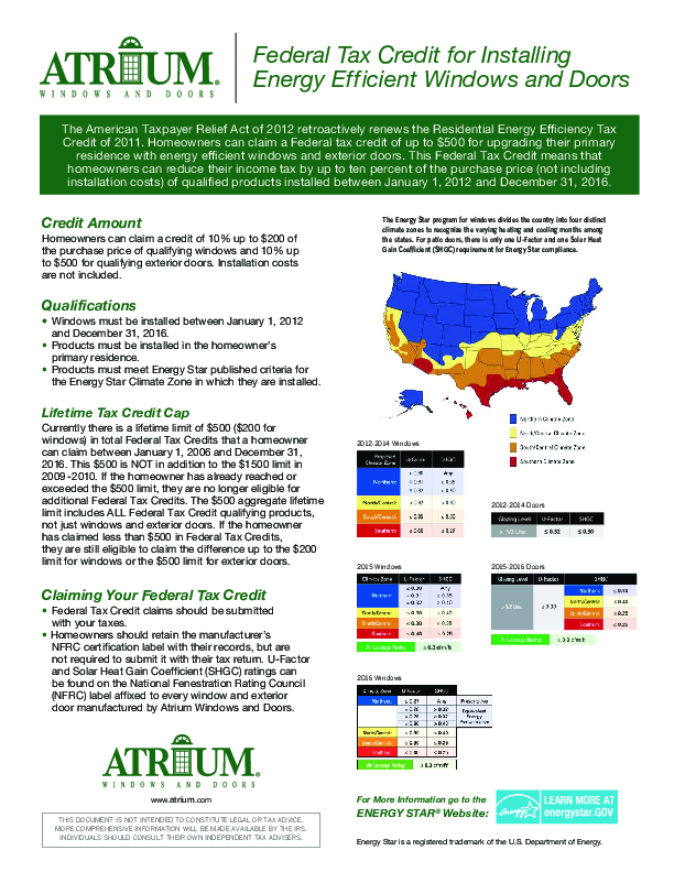 2012 - 2016 Atrium Tax Credit Flyer