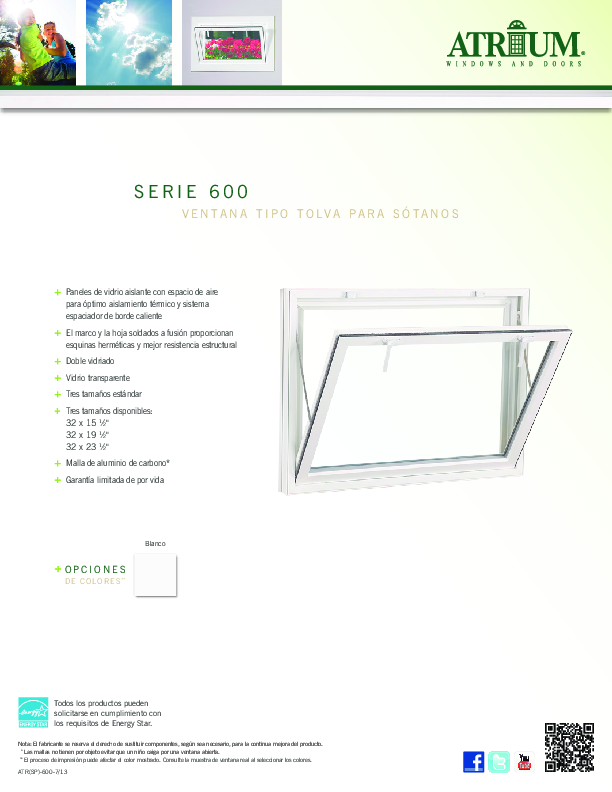 Atrium Series 600 Feature Sheet Spanish