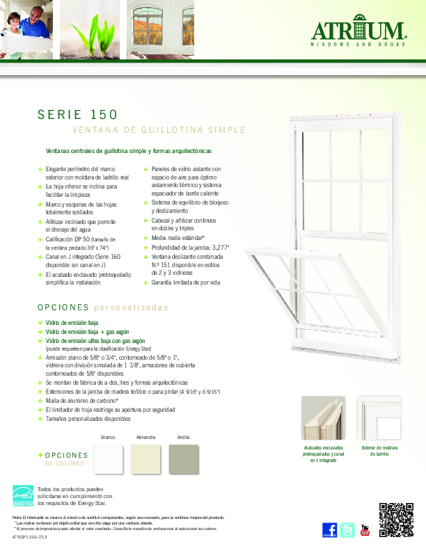Atrium Series 150 Feature Sheet Spanish