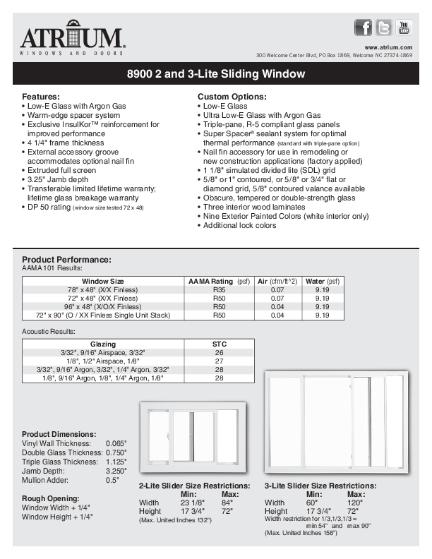 Series 8900 Slider Technical Data Sheet