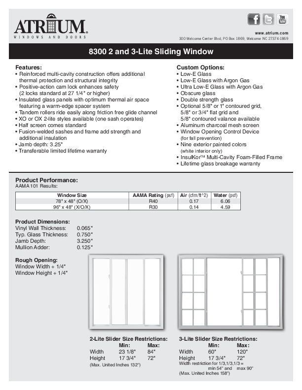 Series 8300 Slider Technical Data Sheet