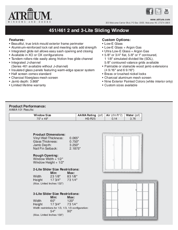 Series 451 Slider Technical Data Sheet