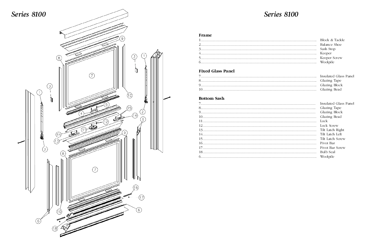 Atrium Replacement Window Parts Drawing
