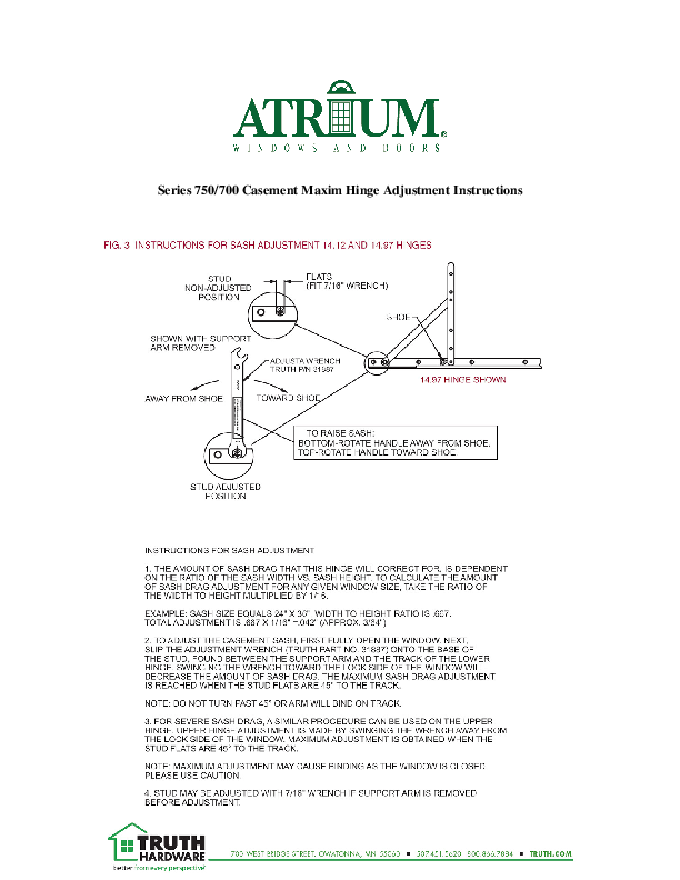 Atrium Casement Hinge Adjustment Instructions